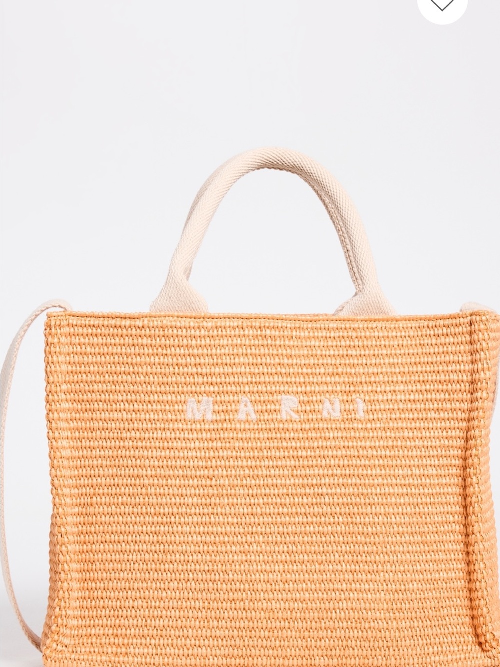 Marni Peach-Tone Woven Tote with Cream Handles